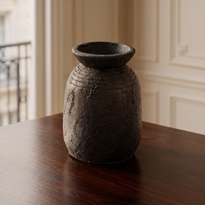 Vase de table en céramique rustique Home Basket Bali, finition vernie noire, fait main, pot décoratif pour fleurs, largeur 8-12 pouces, hauteur 8-16 pouces - Product Image 3