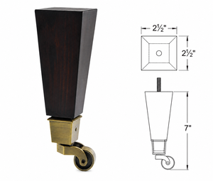 Pata de Mueble Trapezoidal de Madera Maciza con Rueda de Latón para Silla, Uso en Oficina y Hogar, Fácil Instalación, Pata de Sofá de Madera Maciza - Product Image 2