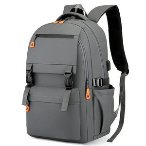 Gray Nylon <b>Backpack</b> 15 Inches Waterproof Softback Unisex Outdoor Hiking Travel Bag with Zipper Closure and Detachable Strap - Product Image 4