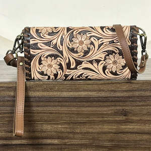 Portefeuille Trifold pour Femme en Cuir Véritable Façonné à la Main, Sac à Bandoulière Unique en Cuir de Vachette avec Pochette de Poignet – Collection March Expo - Product Image 6