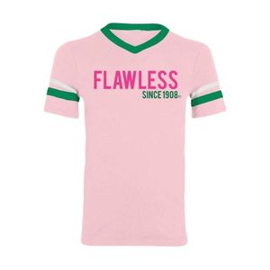 AKA V-Neck Tee Women Pink Gray Green Letters Cotton T-Shirt Casual Fashion Short Sleeve Greek Apparel Comfortable Summer <b>Top</b> - Product Image 1