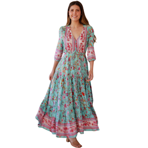 Vestido Maxi Smocked Estampado de Moda para Mujer - Product Image 4
