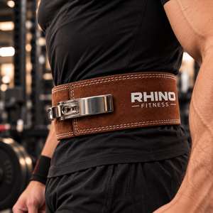 เข็มขัดยกน้ำหนัก Rhino Fitness หนังสีน้ำตาล แบบพันรอบตัว ปรับได้ รองรับหลังส่วนล่าง สำหรับใช้ในยิม - Product Image 3
