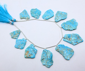 Natural Arizona Turquoise 11pcs Smooth Rough <b>Face</b> Drill Beads Loose Gemstone for Jewelry Making - Product Image 1