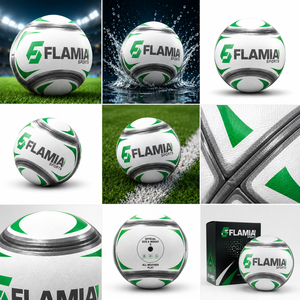 Flamia Sports <b>Football</b> <b>White</b> <b>Black</b> Orange Screen Printed Durable Logo Style Butyl Bladder High Air Retention Size 5 Indoor 420g - Product Image 4