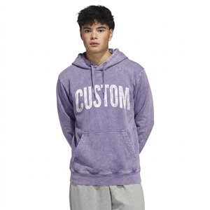 Sweat à capuche épais délavé à l'acide pour homme, avec logo personnalisé, en molleton, marque privée, vente en gros, fabricant de streetwear haut de gamme - Product Image 3