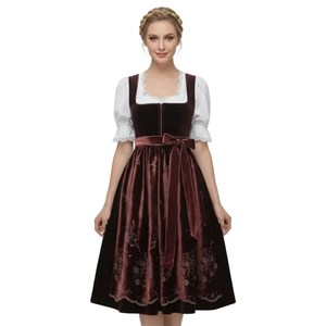 Robe Dirndl allemande en velours de qualité supérieure, costume bavarois pour l'Oktoberfest, tenue ethnique traditionnelle pour femmes, broderie, tenue folklorique - Product Image 5