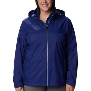 <b>Women's</b> Plus Size Hooded Waterproof <b>Jacket</b> Full Sleeve Polyester Outerwear Autumn <b>Utility</b> Style Regular Fit Solid Color <b>jacket</b> - Product Image 1