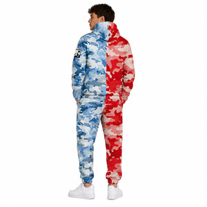 Y2K Street Style Custom Half Camo Hooded Tracksuit Set Men Full Zip Jogging Suit Lightweight Sportswear Private <b>Label</b> Hoodies - Product Image 3