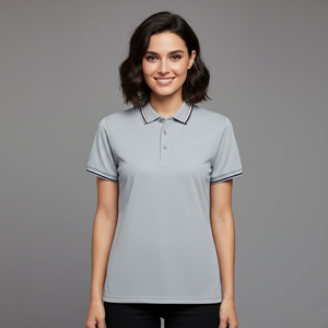 Polo de manga corta liso con bordado personalizado de alta calidad, diseño más vendido, para mujer, corte ajustado, para golf. - Product Image 1