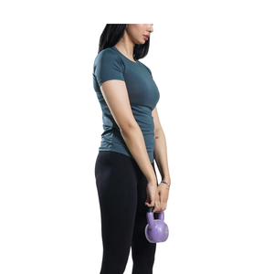 Camiseta Deportiva de Manga Corta para Mujer, Cuello Redondo, Ajustada, Elástica, Transpirable, de Secado Rápido, para Gimnasio, Fitness, Running, Yoga, Entrenamiento - Product Image 3