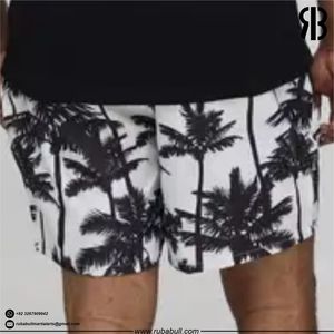 Shorts de bain pour hommes de qualité supérieure à imprimé tropical, shorts de plage à motif palmier, séchage rapide, décontractés, pour l'été, avec taille élastique, pour l'extérieur - Product Image 5