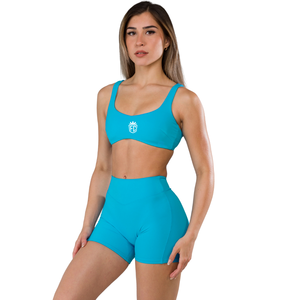 เสื้อชั้นในกีฬาสีฟ้าซีรูเลียนสำหรับผู้หญิง แบบไร้ตะเข็บ เปิดหลัง รองรับทรงได้ดี ยืดหยุ่น เหมาะสำหรับโยคะ ฟิตเนส ออกกำลังกาย เสื้อผ้ากีฬา - Product Image 2