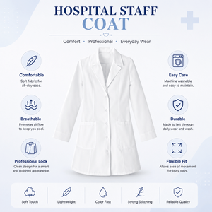 Bata Médica Profesional de Algodón para Mujer, Manga Larga, Blanca, con Protección Contra Pinchazos, Uniforme para Personal de Hospital y Enfermeras - Product Image 2