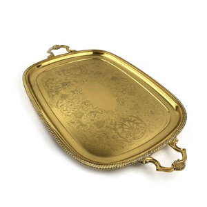 Plateau de service vintage en laiton plaqué argent anglais avec poignées ornées, grande assiette de barman Cavalier pour présentation de barware de luxe - Product Image 4
