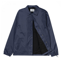 Chaqueta Cortavientos Impermeable de Alta Calidad con Logotipo Frontal Personalizado en Lona y Botones Cubiertos para Hombre, Venta al Por Mayor