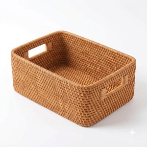 Panier de rangement pliable en rotin naturel, écologique, moderne et classique, avec couvercle, taille personnalisée, pour cuisine et articles ménagers, capacité 0-1L - Product Image 4