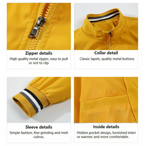 Veste décontractée pour homme, style baseball, avec cardigan en polaire, couleur unie, veste aviateur pour homme, tissu tissé 100% polyester - Product Image 6