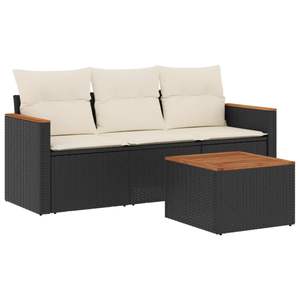 Ensemble de canapés en rotin d'extérieur moderne avec coussins crème, mobilier de jardin imperméable pour terrasse et patio - Product Image 4