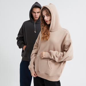Custom Brown No <b>String</b> Pullover Regular Fit 350g Anti-Pilling Knitted Fleece Fabric 100% Cotton Unisex Summer Hoodie - Product Image 6