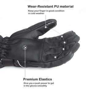 Men <b>Women</b> PU Leather/Polyester Waterproof Fabric Insulated Split Finger <b>Ski</b> <b>Gloves</b> For Snowboarding Winter Sports - Product Image 4