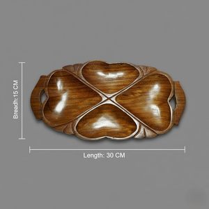 Handcrafted Wooden Heart Shaped Compartment Wooden <b>Tray</b> Natural Seasoned Polished Wood Elegant for Restaurant Available - Product Image 2