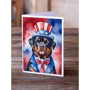 Whimsical Rottweiler Patriotic American Tarjetas de notas en blanco Paquete de 8 A7 Tamaño 5x7 con sobres - Product Image 2