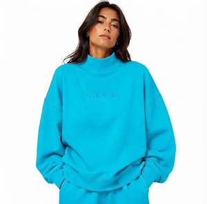 Sudadera Oversize de Cuello Alto para Mujer, de Algodón Grueso y Felpa, Lisa, de Marca Premium, Estilo Urbano - Product Image 1