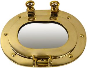 Vintage Oval Solid Brass Porthole Mirror Nautical <b>Wall</b> Mount Decorative - Product Image 5
