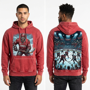 Sudadera con Capucha Personalizada Lavanda Morado Lavado Ácido para Hombre, Estilo Urbano con Gráfico Zombie Ballerina, Oversize Vintage de Forro Polar - Product Image 2