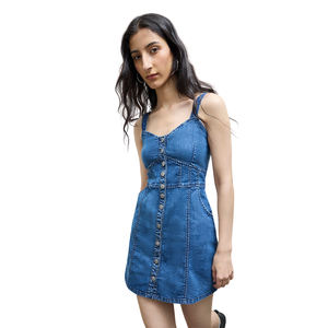 Robe longue en jean sans manches pour femme, décontractée, en coton, mode estivale, vente en gros, fabricant - Product Image 3