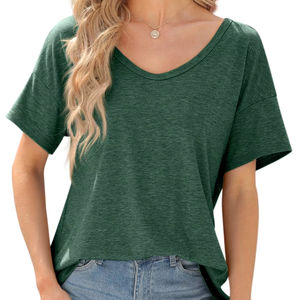 เสื้อยืดผ้าแคนวาสสีเขียวอ่อนคุณภาพสูงสำหรับผู้หญิงไซส์ใหญ่ ลายเรียบ ระบายอากาศได้ดี ไม่เป็นขุย แห้งเร็ว รับผลิตแบรนด์ตามสั่ง - Product Image 1