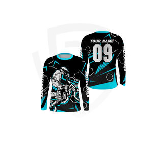 Maillot de motocross personnalisé, respirant, coupe-vent, confortable, imprimé, anti-UV, séchage rapide, vêtements de sport unisexes pour la course - Product Image 3