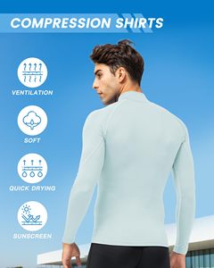Men Running Compression Shirt MMA Rash Guard Turtle Neck <b>Long</b> <b>Sleeve</b> Athletic <b>Base</b> <b>Layer</b> Rash Guard For Gym Training Cycling Top - Product Image 4