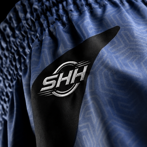 SHH Mixed Martial Arts <b>Shorts</b> Sublimation Print Quick Dry Unisex Adult MMA Training Wear Blue Black Design - Product Image 3