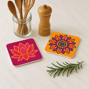 Juego de Posavasos Coloridos de MDF Lacado Hechos a Mano, Resistentes al Calor, para Regalo de Diwali, Decoración del Hogar, Vajilla - Product Image 6