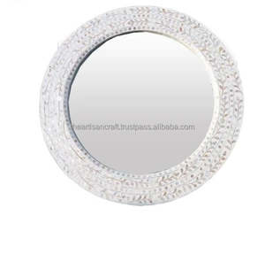 Espejo de pared con patrón floral moderno hecho a mano con incrustaciones de nácar para decoración de hogar y oficina - Product Image 3