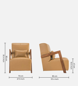 Sillón Moderno de Cuero Sintético con Estructura de Madera Maciza, Diseño de Mediados de Siglo, Sillón Tapizado para Sala de Estar, Muebles para el Hogar - Product Image 4
