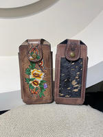 Cheveux de cow-boy occidental sur peau de vache métallique boucle de ceinture étui de téléphone portable étui de téléphone de luxe en cuir véritable personnalisé de haute qualité