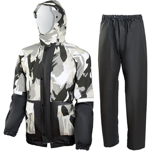 Traje Impermeable de Camuflaje para Hombre, Chaqueta con Capucha y Pantalones, Ropa de Exterior, Corte Regular, Estampado, Recubierto de Poliéster - Product Image 1
