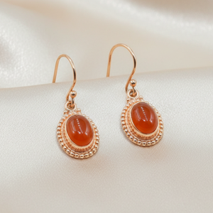 Pure 925 Sterling Silver Floral Pattern Carnelian Gemstone <b>Dangle</b> <b>Earrings</b> Rose <b>Gold</b> & Yellow <b>Gold</b> Plated Handmade Jewelry Her - Product Image 6