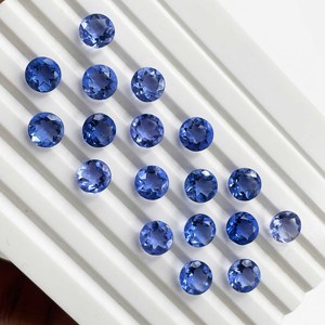 Lote de Gemas Sueltas de Fluorita Natural, Corte Redondo Facetado de 8-12 mm, Piedra de Fluorita Azul Pleocroica para la Fabricación de Joyas - Product Image 2
