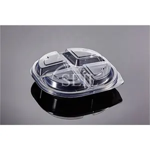 SL-F4 600ml Compartment Disposable Food Plastic Meal Prep Container with Lid Takeaway To go Bento Lunch Box