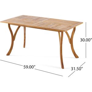 Tavolo da Pranzo Rettangolare da Esterno 59 Pollici in Legno per Uso Durevole - Product Image 5