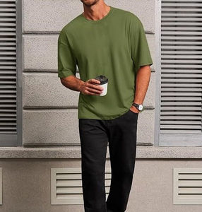 T-shirt surdimensionné pour homme en coton premium, coupe décontractée, col rond, style streetwear décontracté - Product Image 2