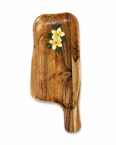 Planche de service en bois artisanale avec motif floral |   Planche à fromage rustique en bois |   Plateau de service pour les collations - Product Image 4