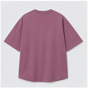 เสื้อยืดสีม่วงอมม่วงสไตล์มินิมอลทันสมัย ทรงหลวม ใส่ได้ทั้งชายและหญิง สีพื้น แขนสั้น แบบเรียบง่าย สตรีทแวร์ พรีเมียม สีม่วงลาเวนเดอร์ - Product Image 2