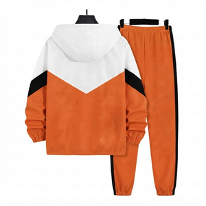 Ensemble de survêtement décontracté deux pièces orange personnalisé avec impression par transfert thermique pour homme adulte – Collection Automne - Product Image 2