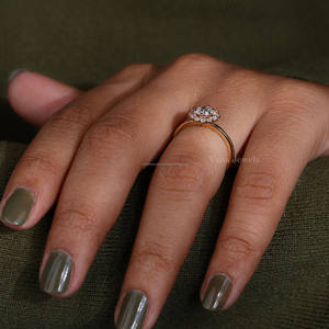 14K oro sólido único corte redondo Halo anillo de compromiso laboratorio cultivado diamantes para aniversario regalo de boda estilo RACIMO - Product Image 2