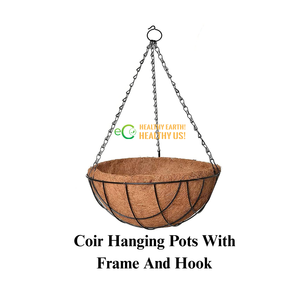 Panier suspendu en fibre de coco écologique de qualité supérieure avec cadre en chaîne métallique robuste pour jardin - Product Image 5